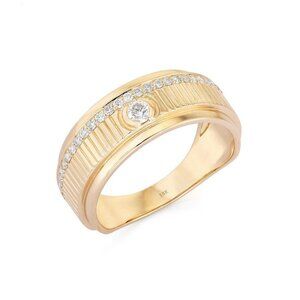 Bezel Set Diamond Statement 14K (18k upon request) Yellow Gold Band Cigar Ring